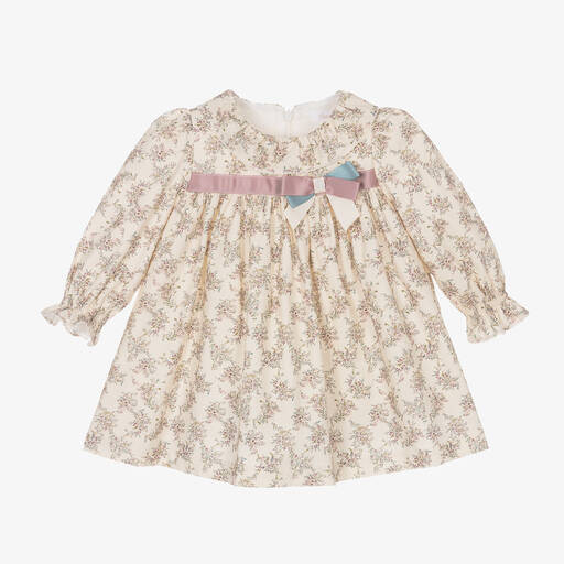 Patachou-Girls Ivory Floral Cotton Dress | Childrensalon