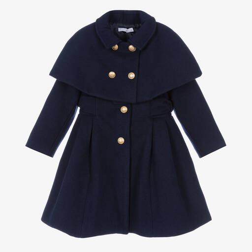 Patachou-Girls Navy Blue Coat | Childrensalon