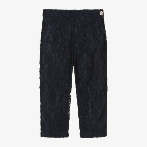 Patachou-Pantalon coton bleu marine à dentelle | Childrensalon