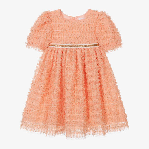 Patachou-Girls Orange Tulle Dress | Childrensalon