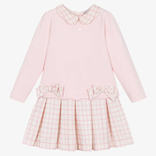 Patachou-Розовое платье в клетку с воротником | Childrensalon