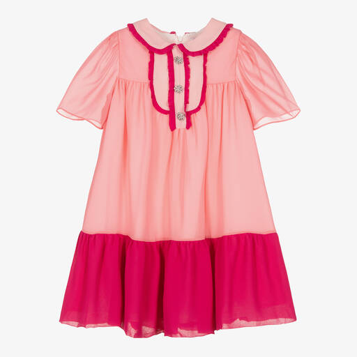 Patachou-Girls Pink Chiffon Dress | Childrensalon