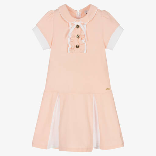 Patachou-Girls Pink Cotton Piqué Dress | Childrensalon