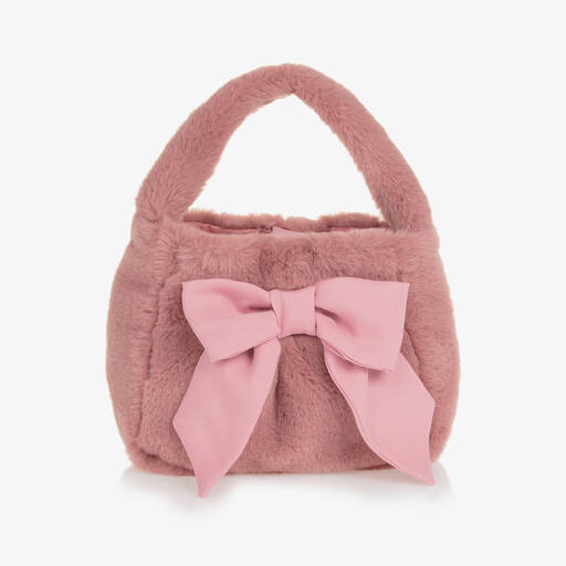 Patachou-Girls Pink Faux Fur Handbag (20cm) | Childrensalon