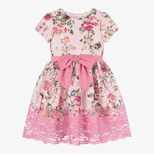 Patachou-Girls Pink Floral Lace Dress | Childrensalon