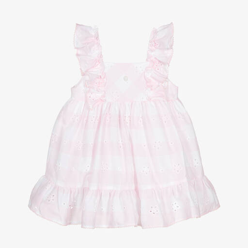 Patachou-Girls Pink Gingham Pinafore Dress | Childrensalon