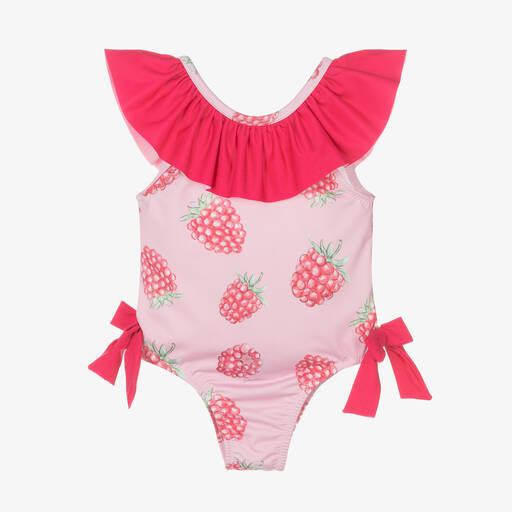 Patachou-Girls Pink Raspberry Print Swimsuit | Childrensalon