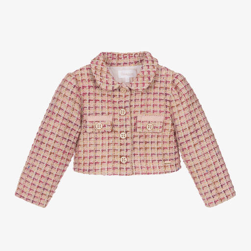 Patachou-Girls Pink Tweed Jacket | Childrensalon
