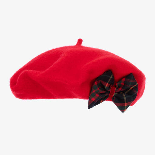 Patachou-Schleifen-Woll-Baskenmütze Rot/Blau | Childrensalon