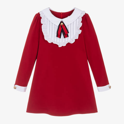 Patachou-Girls Red Cotton Jersey Dress | Childrensalon