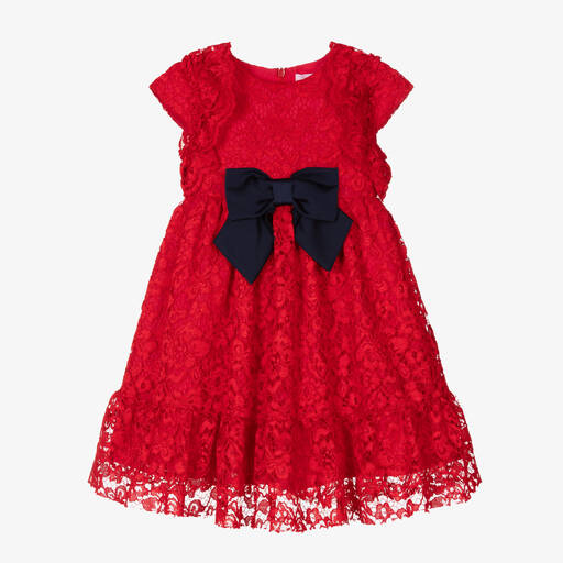 Patachou-Robe rouge dentelle à fleurs fille | Childrensalon