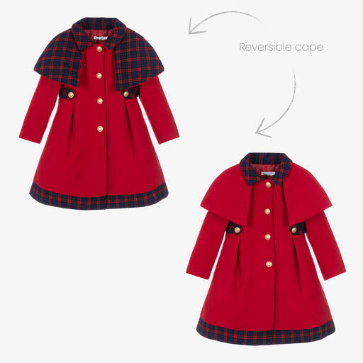 Patachou-Manteau à cape rouge écossais | Childrensalon