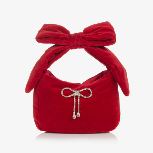 Patachou-حقيبة يد قطن مخمل لون أحمر للبنات (22 سم) | Childrensalon