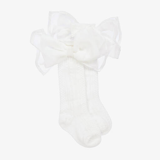 Patachou-Girls White Bow Socks | Childrensalon