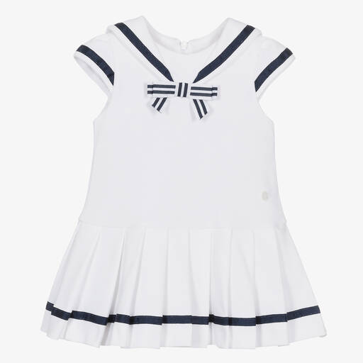 Patachou-Girls White Cotton Sailor Dress | Childrensalon