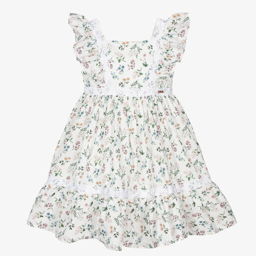 Patachou-Girls White Liberty Print Floral Dress | Childrensalon