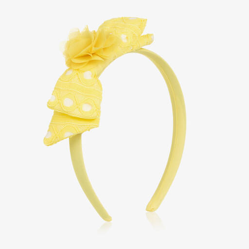 Patachou-Girls Yellow Lace Headband | Childrensalon