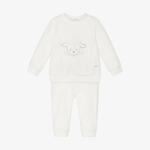 Patachou-Ivory Velour Sheep Tracksuit | Childrensalon