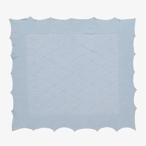 Paz Rodríguez-Baby Boys Blue Wool Knit Shawl (100cm) | Childrensalon