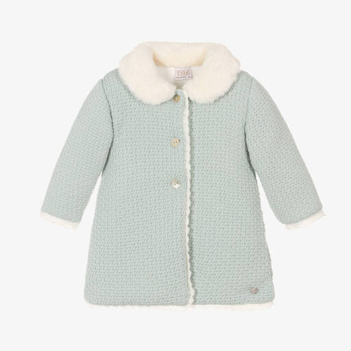 Paz Rodríguez-Baby Girls Green Knitted Coat | Childrensalon