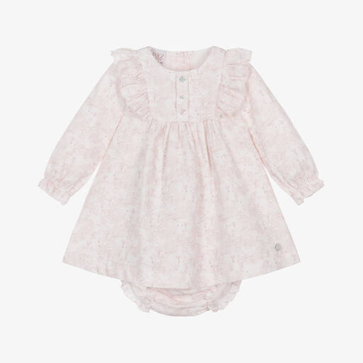 Paz Rodríguez-Baby Girls Ivory & Pink Cotton Dress | Childrensalon