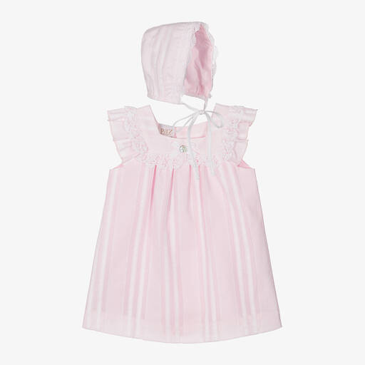 Paz Rodríguez-طقم فستان قطن لون زهري للمولودات | Childrensalon