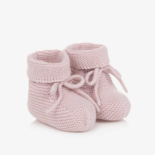 Paz Rodríguez-Baby Girls Pink Cotton Knit Booties | Childrensalon