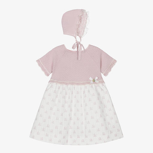 Paz Rodríguez-Baby Girls Pink Cotton Knit Dress Set | Childrensalon