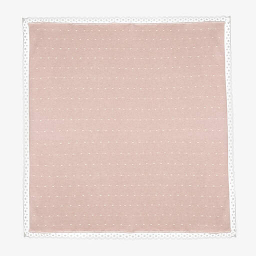 Paz Rodríguez-Baby Girls Pink Cotton Knit Shawl (106cm) | Childrensalon