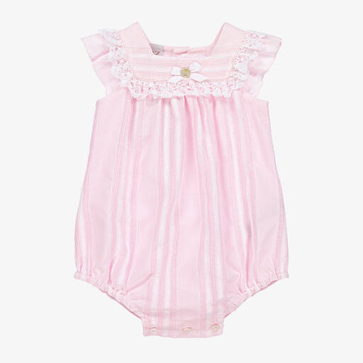 Paz Rodríguez-Baby Girls Pink Striped Cotton Shortie | Childrensalon