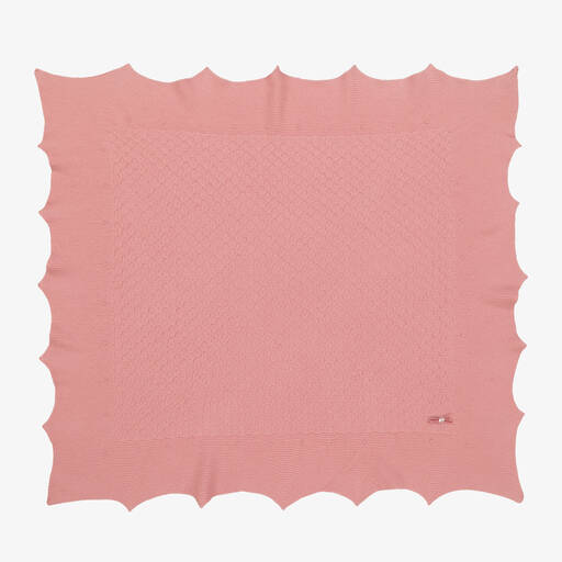 Paz Rodríguez-Baby Girls Pink Wool Knit Shawl (100cm) | Childrensalon