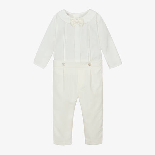 Paz Rodríguez-Boys Ivory Cotton Trouser Set  | Childrensalon