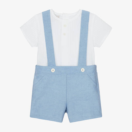 Paz Rodríguez-Белая рубашка и голубые шорты из хлопка для мальчиков | Childrensalon