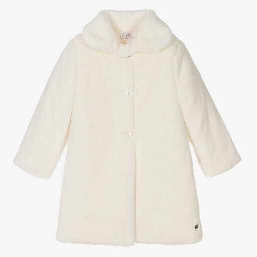 Paz Rodríguez-Girls Ivory Faux Fur Coat | Childrensalon