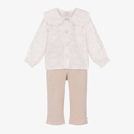 Paz Rodríguez-Girls Pink Meadow Print Cotton Trouser Set | Childrensalon