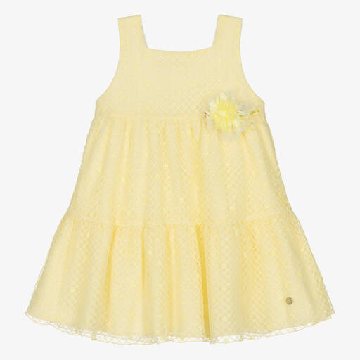 Paz Rodríguez-Girls Yellow Floral Tulle Dress | Childrensalon