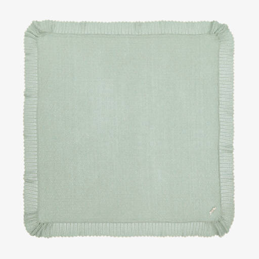 Paz Rodriguez-Green Knitted Cotton Baby Shawl (112cm) | Childrensalon