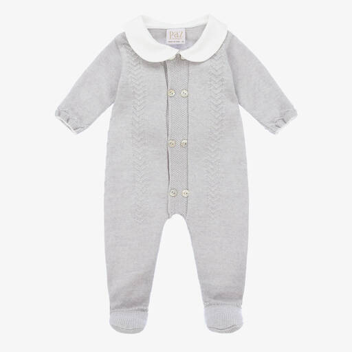 Paz Rodríguez-Grey Wool Knit Babygrow | Childrensalon