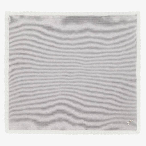 Paz Rodriguez-Grey Wool Knit Shawl (100cm) | Childrensalon