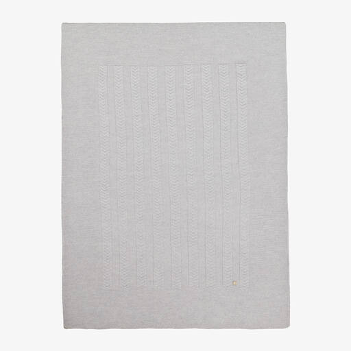 Paz Rodríguez-Grey Wool Knitted Baby Blanket (98cm) | Childrensalon