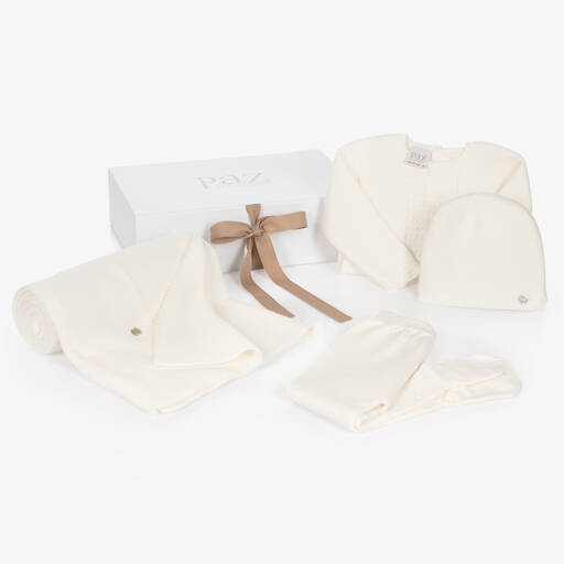 Paz Rodríguez-Ivory Cotton Knit Babysuit Set | Childrensalon