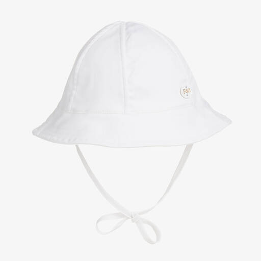 Paz Rodríguez-قبعة قطن تويل لون أبيض للأطفال | Childrensalon