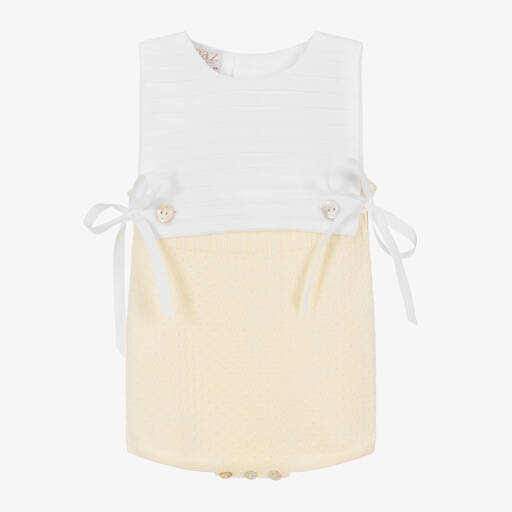 Paz Rodríguez-Yellow & White Cotton Baby Shortie | Childrensalon