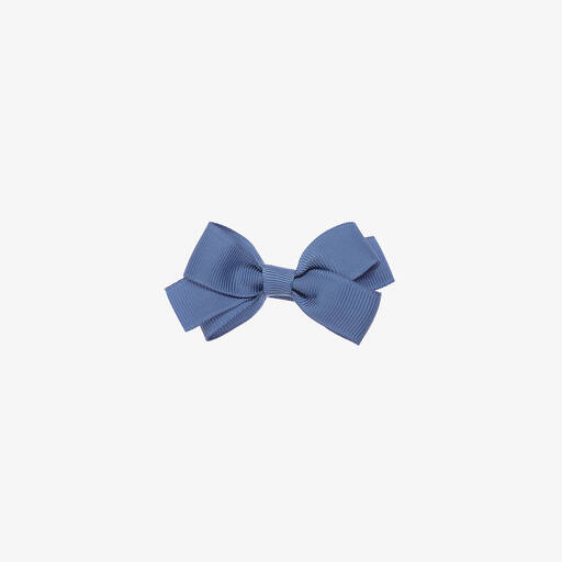 Peach Ribbons-Blue Bow Hair Clip (7cm) | Childrensalon