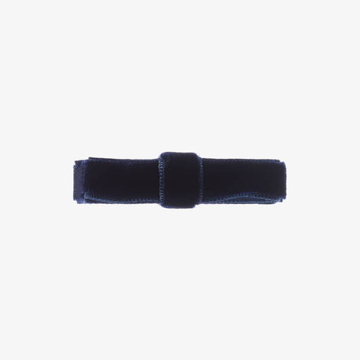 Peach Ribbons-Blue Velvet Bow Clip (4.5cm) | Childrensalon