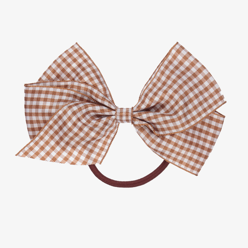 Peach Ribbons-ربطة مطاطية للشعر فيونكة لون بني (12 سم) | Childrensalon