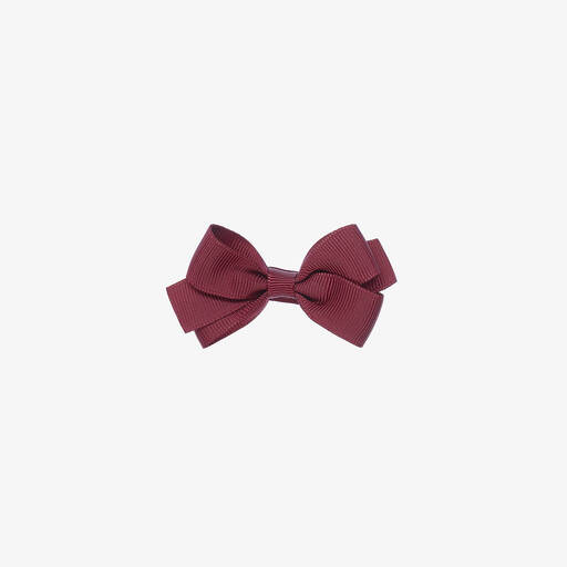 Peach Ribbons-Burgundy Red Bow Hair Clip (7cm) | Childrensalon