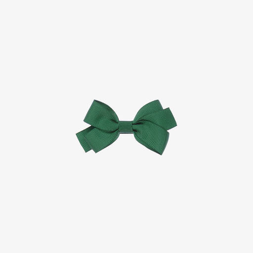 Peach Ribbons-Dark Green Bow Hair Clip (7cm) | Childrensalon