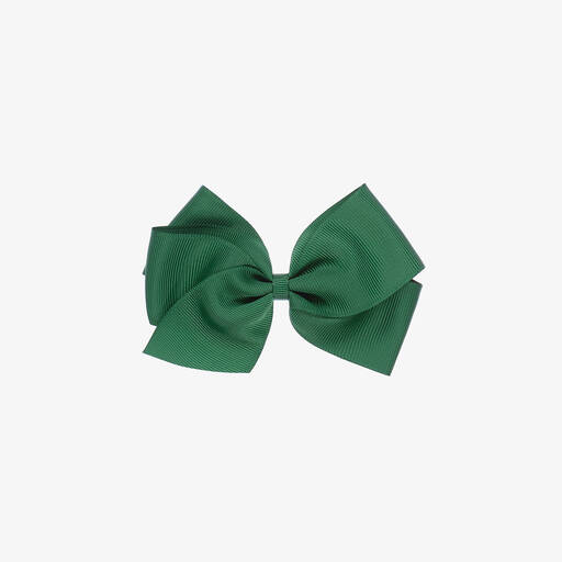 Peach Ribbons-Green Bow Hair Clip (12cm) | Childrensalon