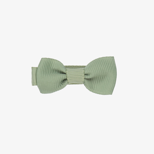 Peach Ribbons- Barrette nœud vert (4,5 cm) | Childrensalon